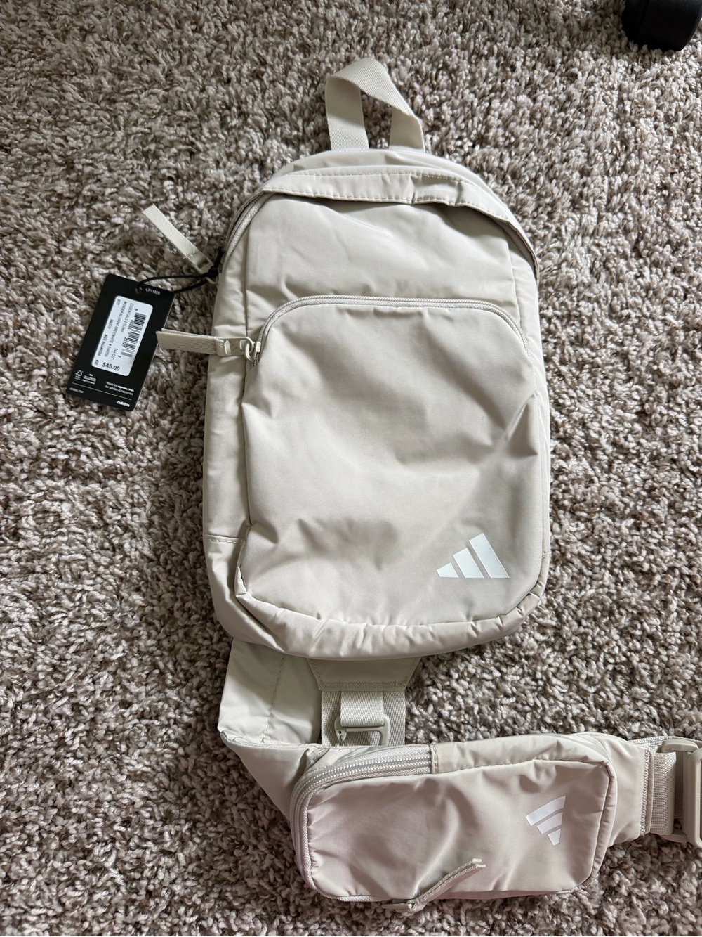 Adidas Cream Sling Bag with Front Pocket